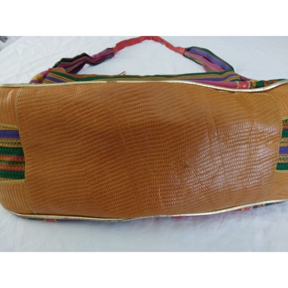 SHARIF Leather Reptile Skin Fabric Bag Purse Multicolor - Picture 3 of 12